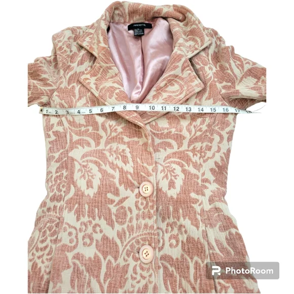 Arden B. Pink Jacquard Belted Straight knee length fully lined coat size XS - Picture 9 of 11